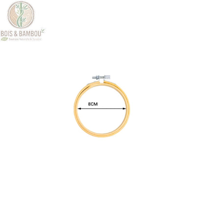 Cercle de broderie en bambou naturel diametre 8 cm avec vis de serrage