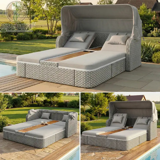 Chaise Longue En Bois avec Auvent