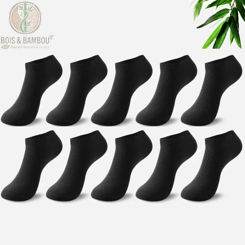 Lot de 10 paires de chaussettes basses bambou noires
