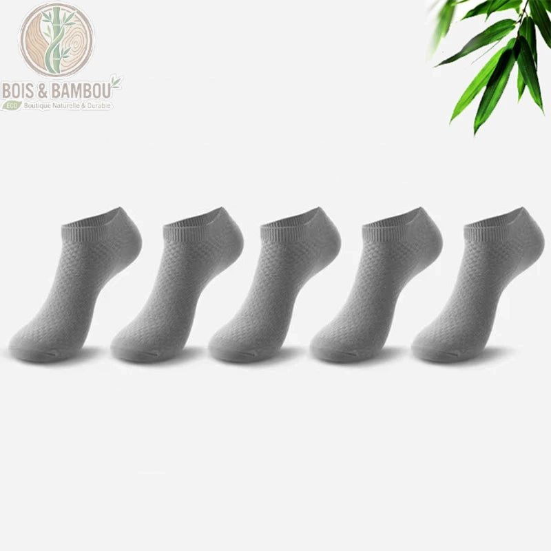 Lot de 5 paires de chaussettes basses bambou gris clair