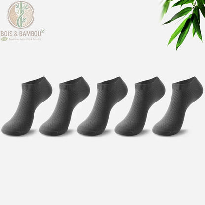 Lot de 5 paires de chaussettes basses bambou gris foncé