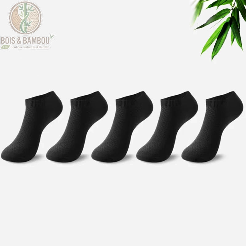Lot de 5 paires de chaussettes basses bambou noires