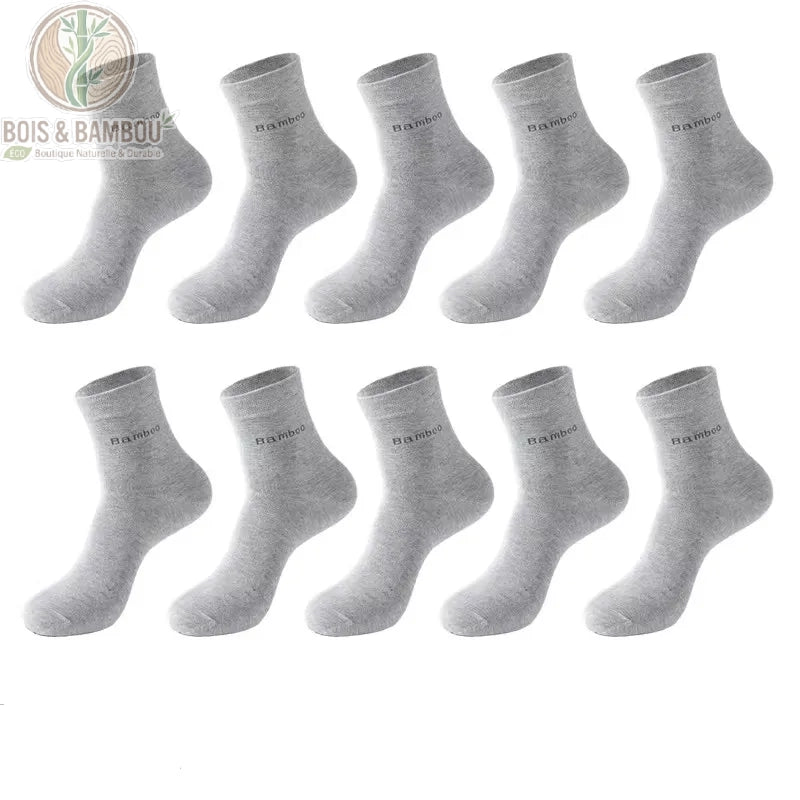 Pack 10 paires chaussettes homme en bambou coloris gris clair