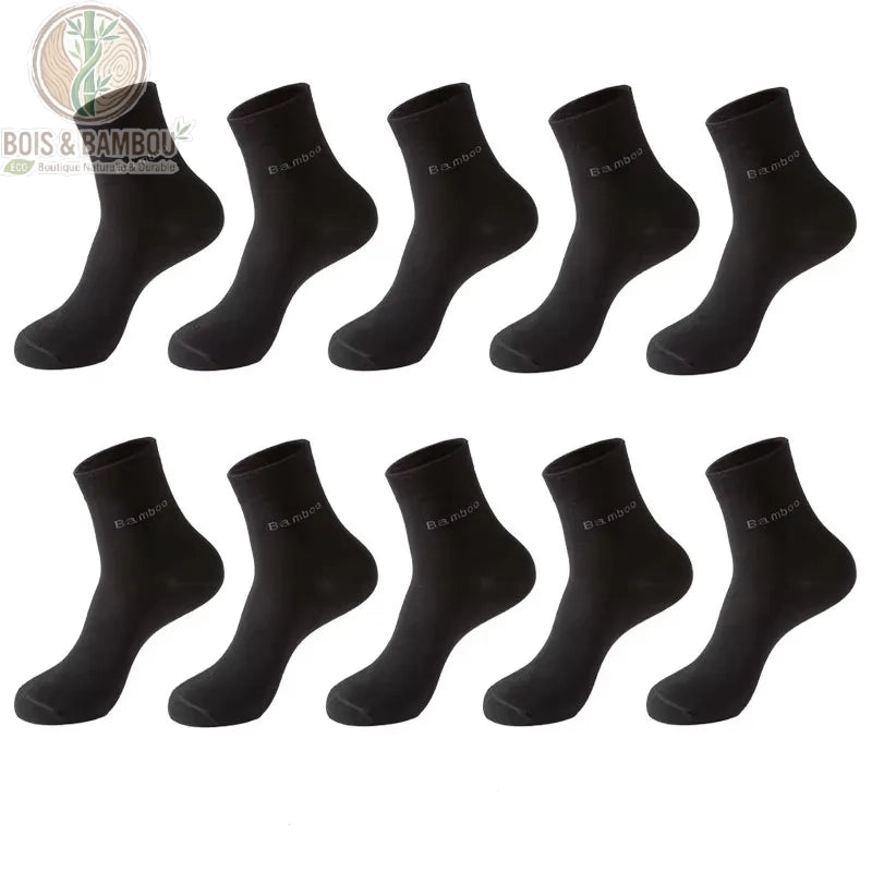 Pack 10 paires chaussettes homme en bambou coloris noi