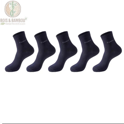 Pack 5 paires chaussettes homme en bambou coloris bleu marine