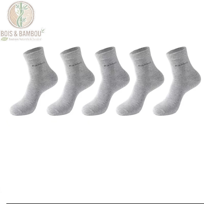 Pack 5 paires chaussettes homme en bambou coloris gris clair