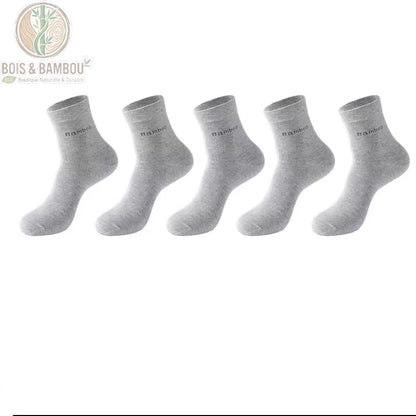 Pack 5 paires chaussettes homme en bambou coloris gris clair