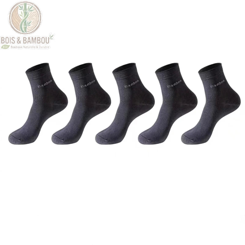 Pack 5 paires chaussettes homme en bambou coloris gris foncé