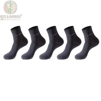 Pack 5 paires chaussettes homme en bambou coloris gris foncé