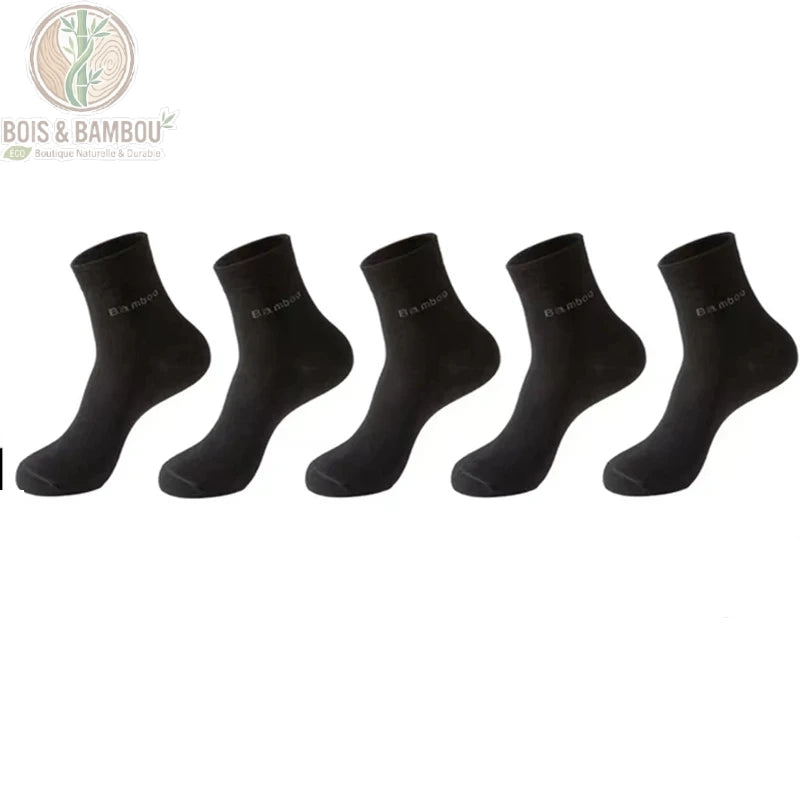 Pack 5 paires chaussettes homme en bambou coloris noir