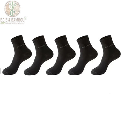 Pack 5 paires chaussettes homme en bambou coloris noir