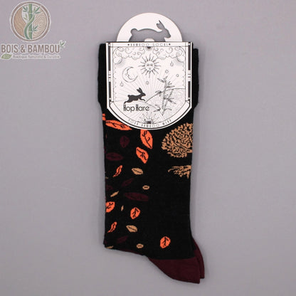 Chaussettes en fibre de bambou motif arbre de vie dans leur emballage