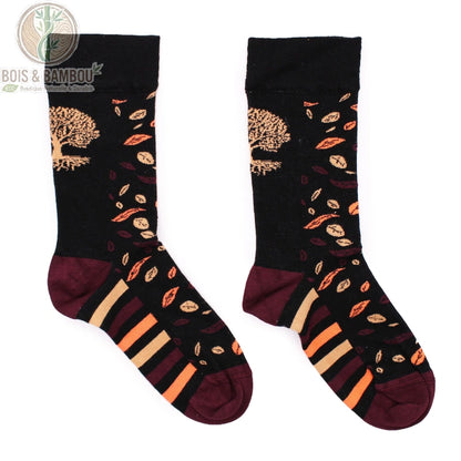 Paire de chaussettes en bambou motif arbre de vie posées à plat