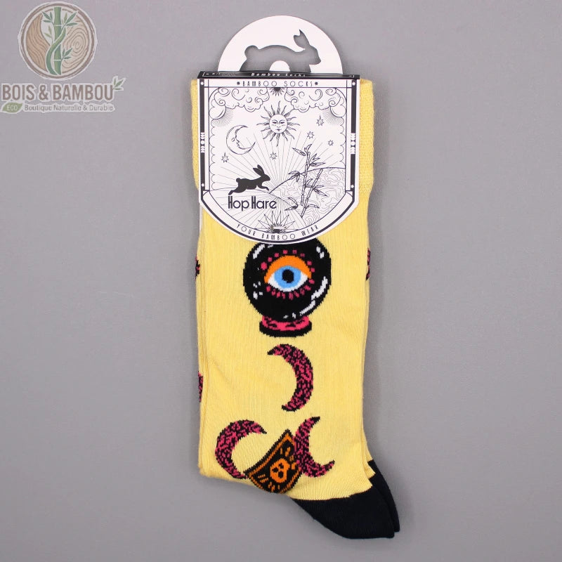 Chaussette bambou fantaisie tarot dans son emballage carton