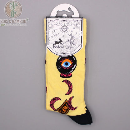 Chaussette bambou fantaisie tarot dans son emballage carton