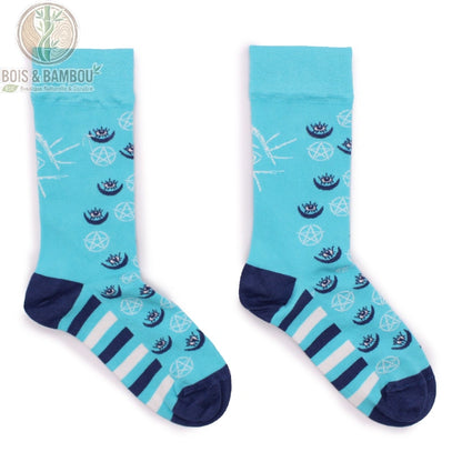 Paire de chaussettes bambou fantaisie pentagramme à plat
