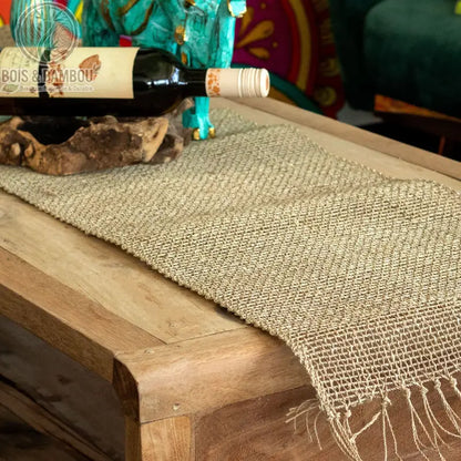 Chemin de table en jonc de mer tressé à franges, décoration naturelle Bois Et Bambou Eco