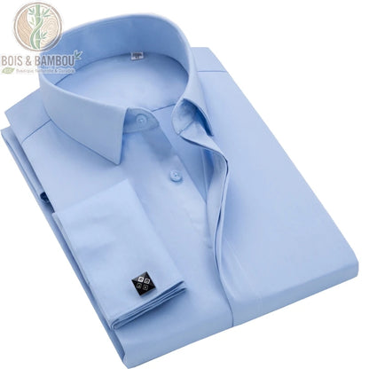 Chemise homme bambou coloris bleu ciel manches longues