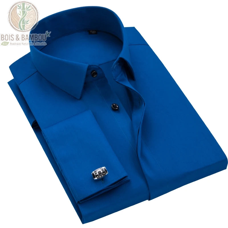 Chemise homme bambou coloris bleu roi col rond