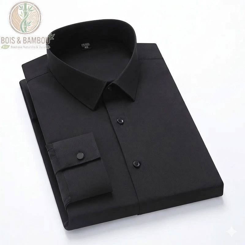 Chemise bambou homme cintrée coloris bleu et noir