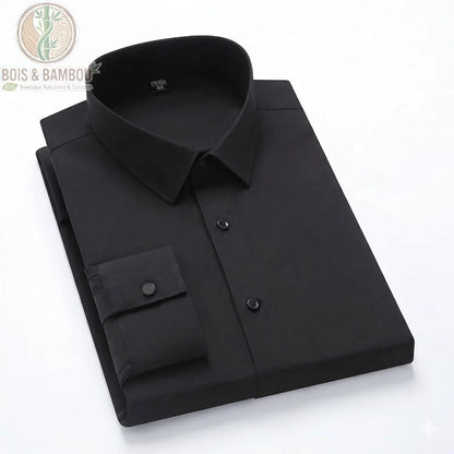 Chemise bambou homme cintrée coloris bleu et noir