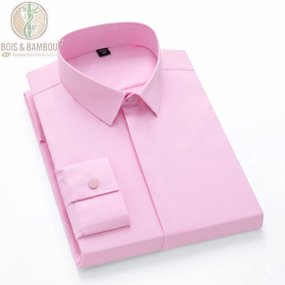 Chemise bambou homme cintrée coloris rose luxe