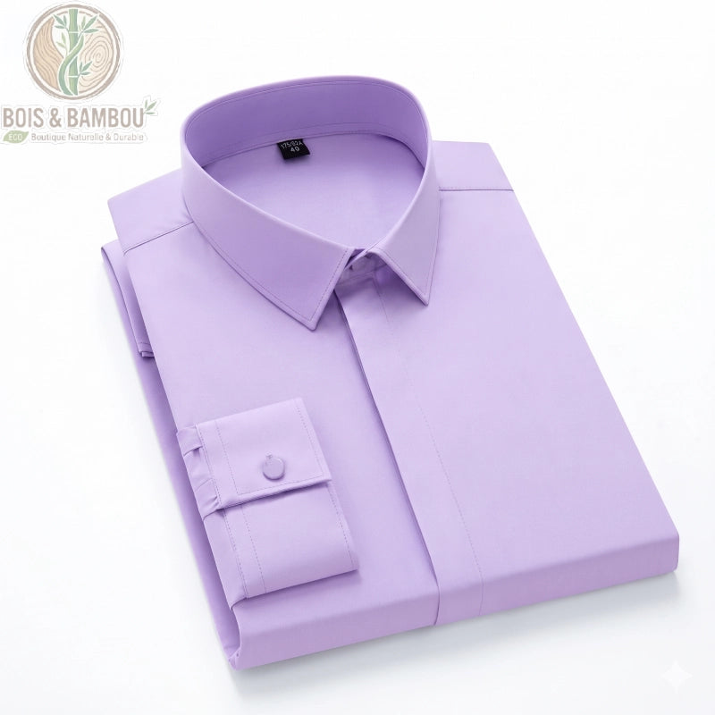 Chemise bambou homme luxe coloris violet coupe cintrée