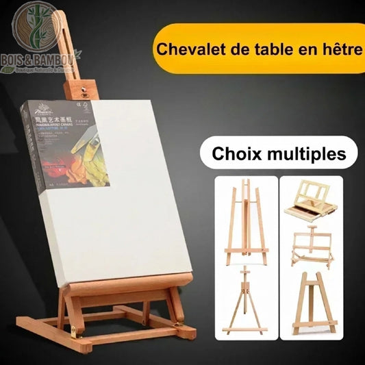 Chevalet de table hêtre professionnel avec toile de peinture