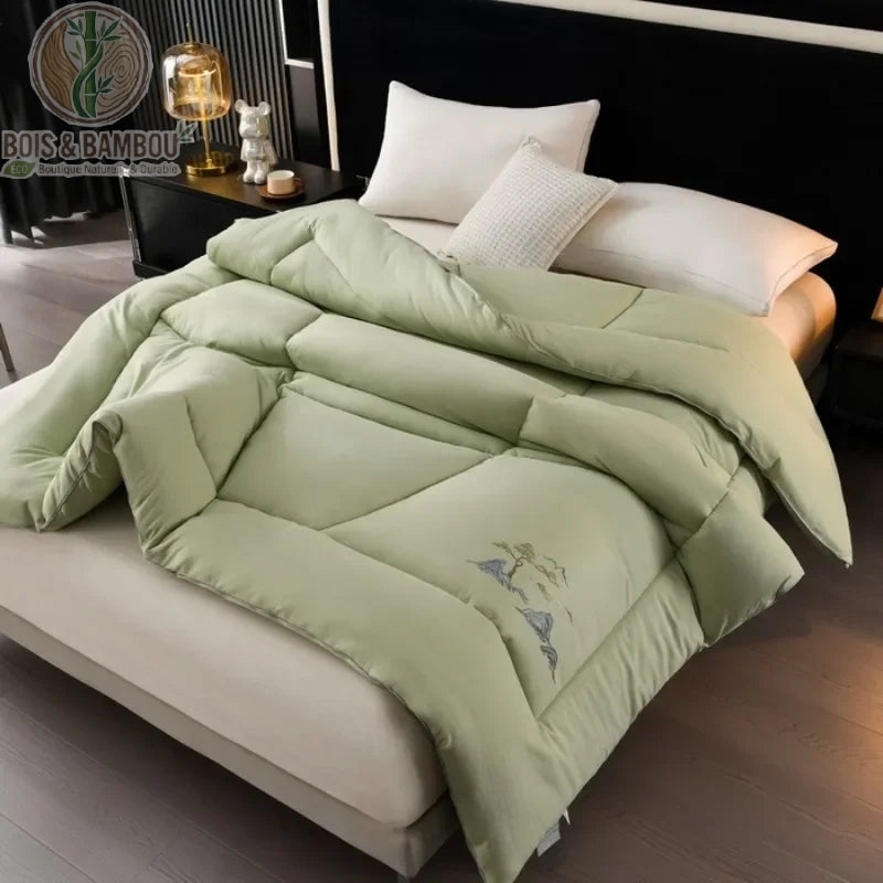 Couette coton bambou soja coloris vert