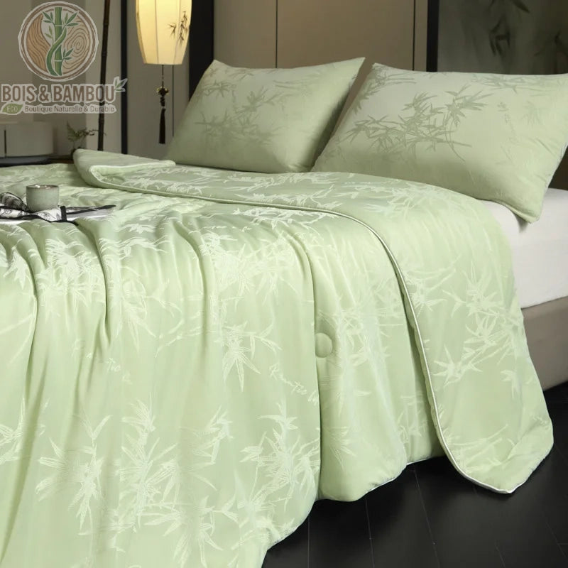 Couverture rafraîchissante bambou adulte Style 1 coloris vert