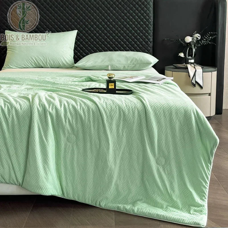 Couverture rafraîchissante bambou adulte Style 2 coloris vert