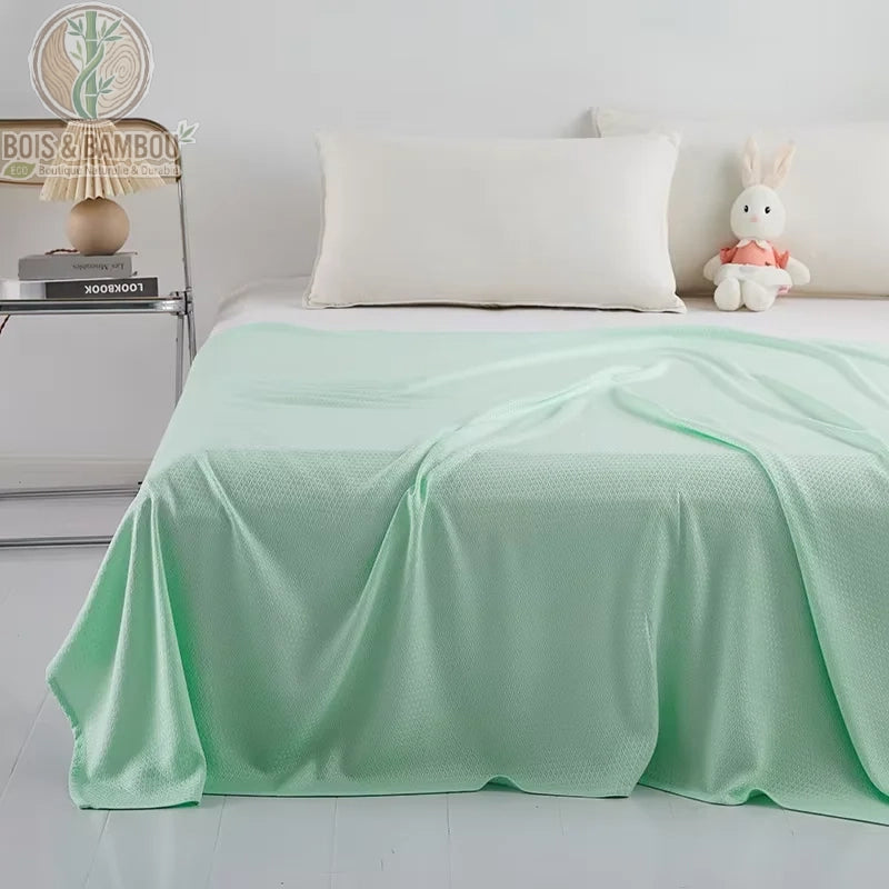 Couverture fibre de bambou coloris vert d'eau