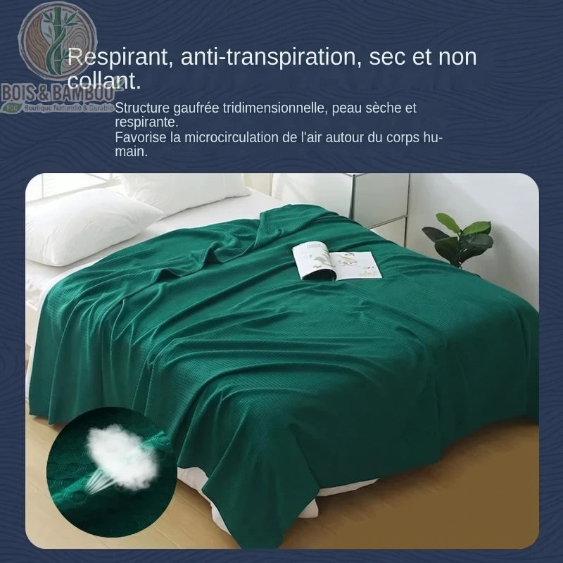 Détail respirant anti-transpiration de la couverture en bambou verte