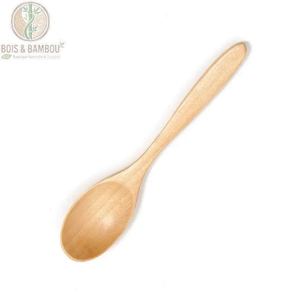 Cuillere longue bois coreenne modele B, version bois marron clair, manche long ergonomique. Bois et Bambou Eco.