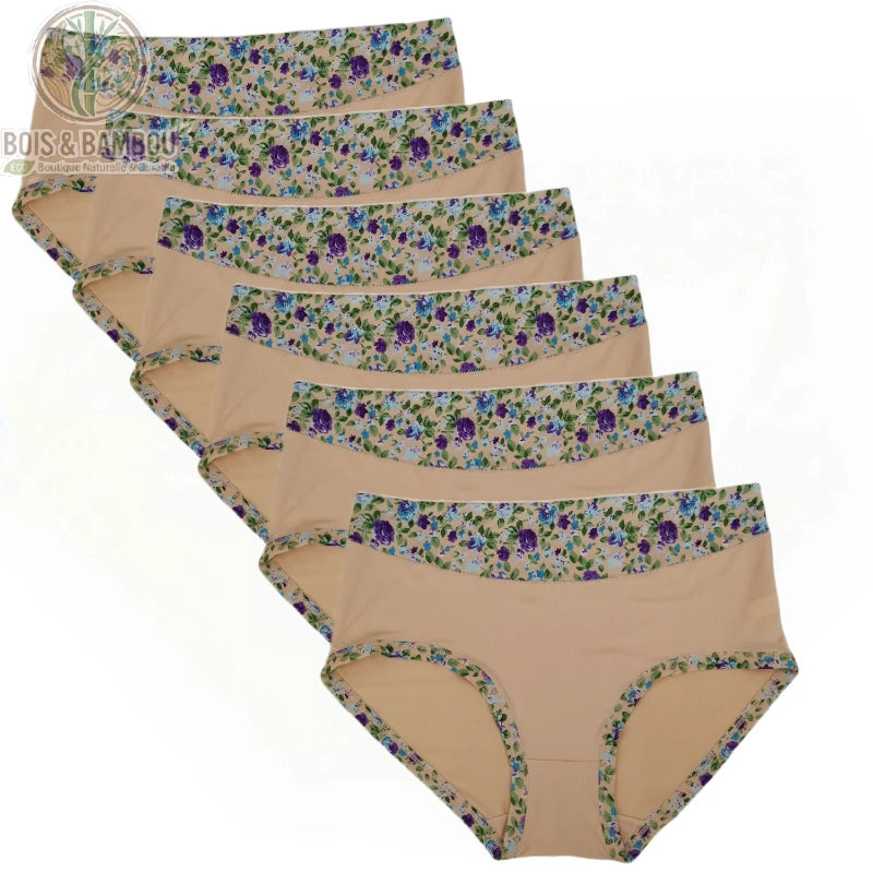 Culotte bambou grande taille imprimé floral beige