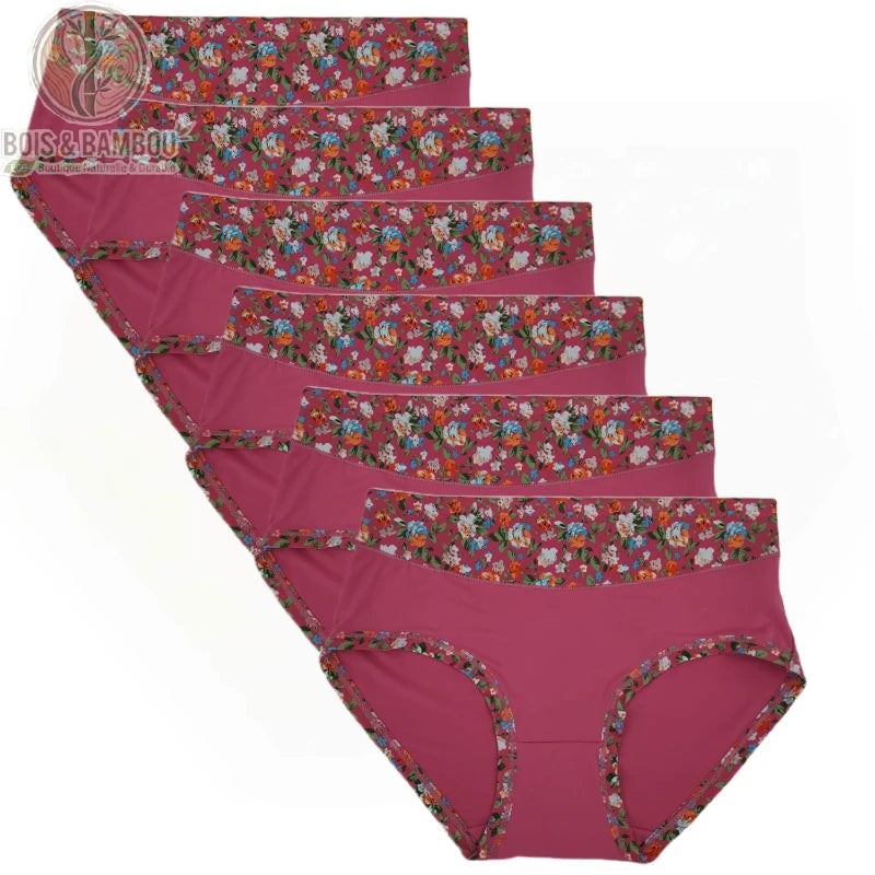 Culotte bambou grande taille imprimé floral bordeaux