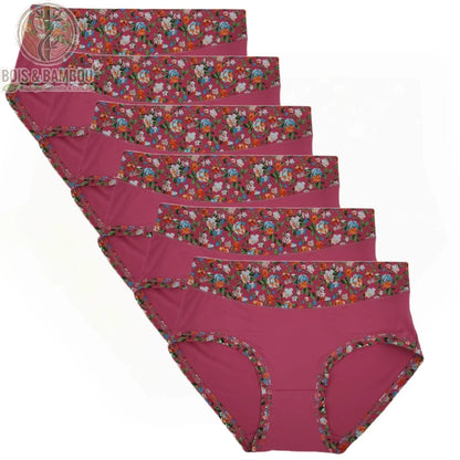 Culotte bambou grande taille imprimé floral bordeaux