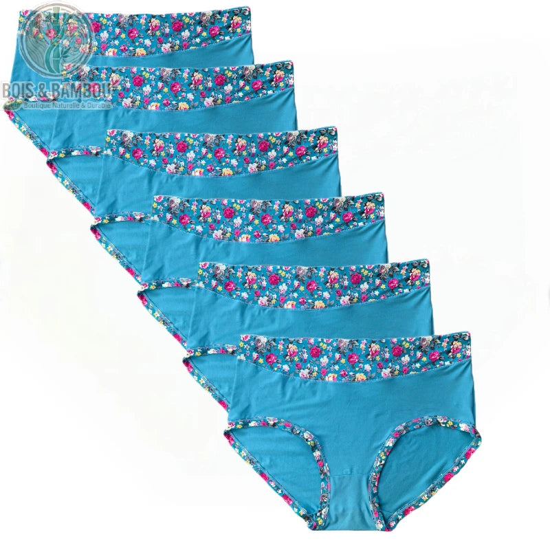 Culotte bambou grande taille imprimé floral cyan
