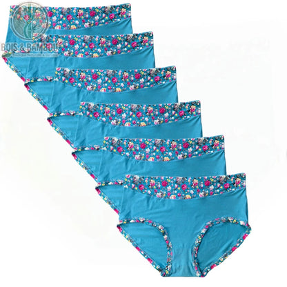 Culotte bambou grande taille imprimé floral cyan