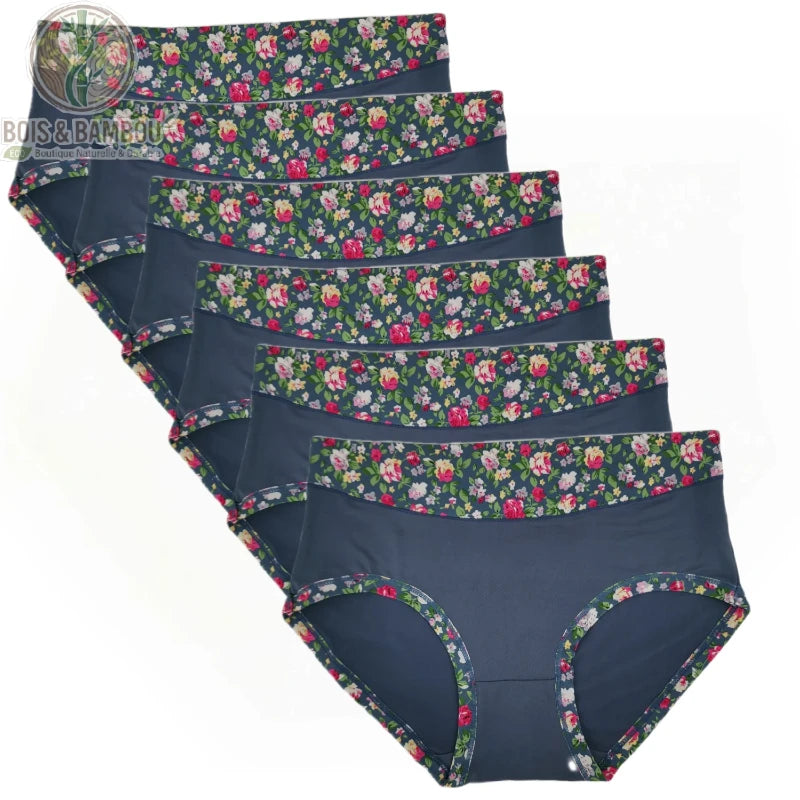 Culotte bambou grande taille imprimé floral bleu marine