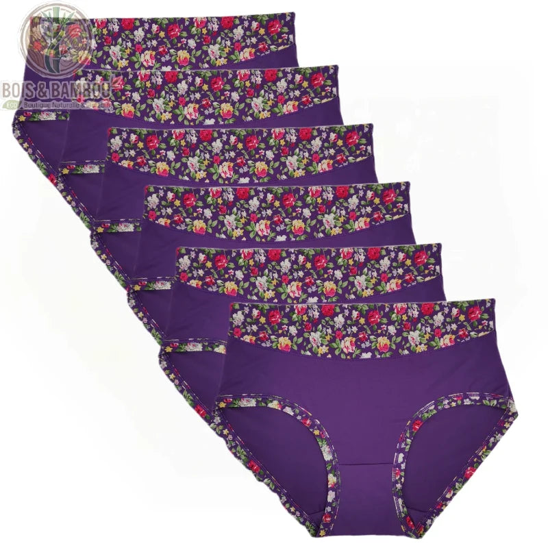 Culotte bambou grande taille imprimé floral violet