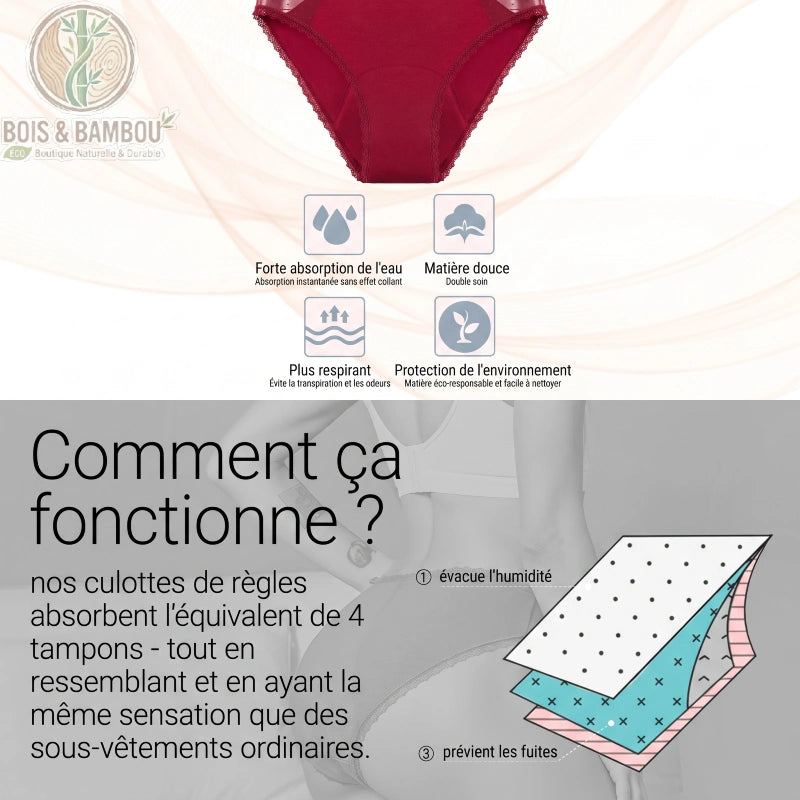 Culotte menstruelle bambou description flux abondant