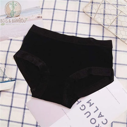 Culotte bambou dentelle taille basse couleur Noir sans couture
