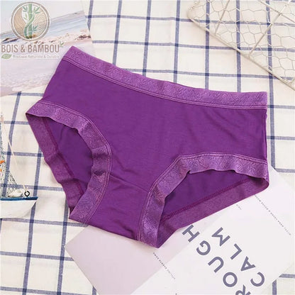 Culotte bambou dentelle taille basse couleur Violet