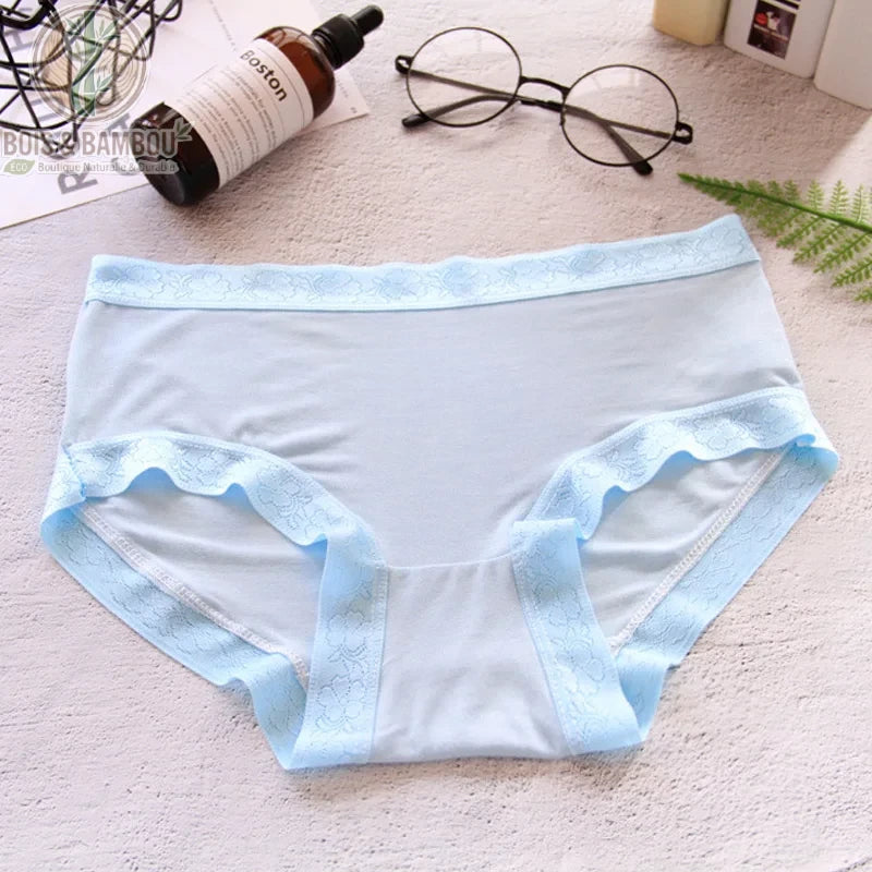 Culotte taille basse bambou femme coloris bleu