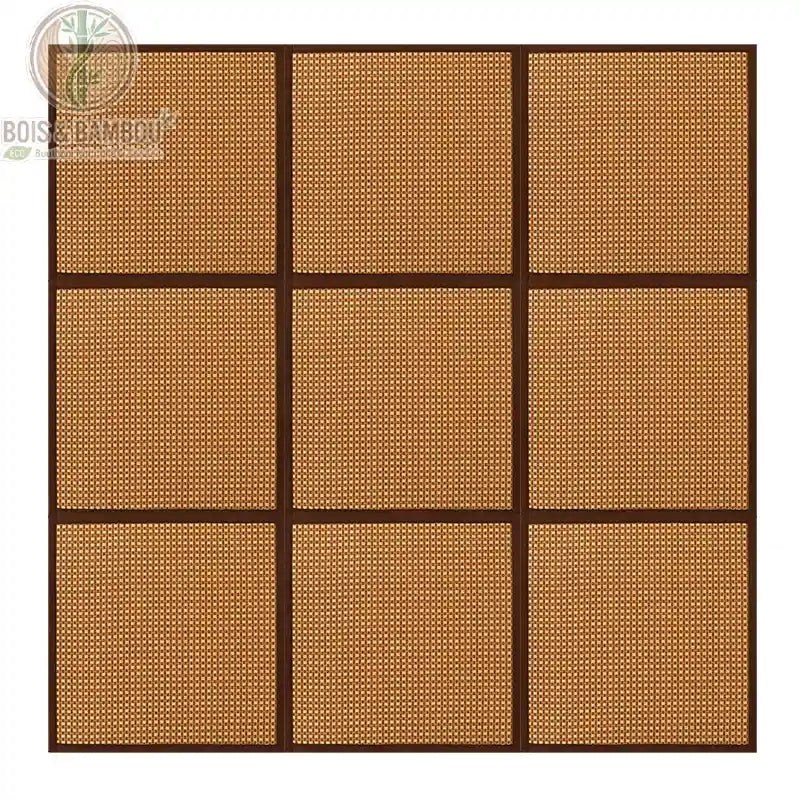 Dalle de sol rotin coloris caramel claire assemblage 9 pièces 180x180 cm