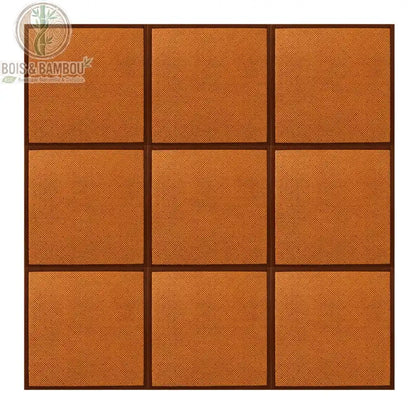 Dalle de sol rotin coloris marron orangé assemblage 9 pièces vue de dessus
