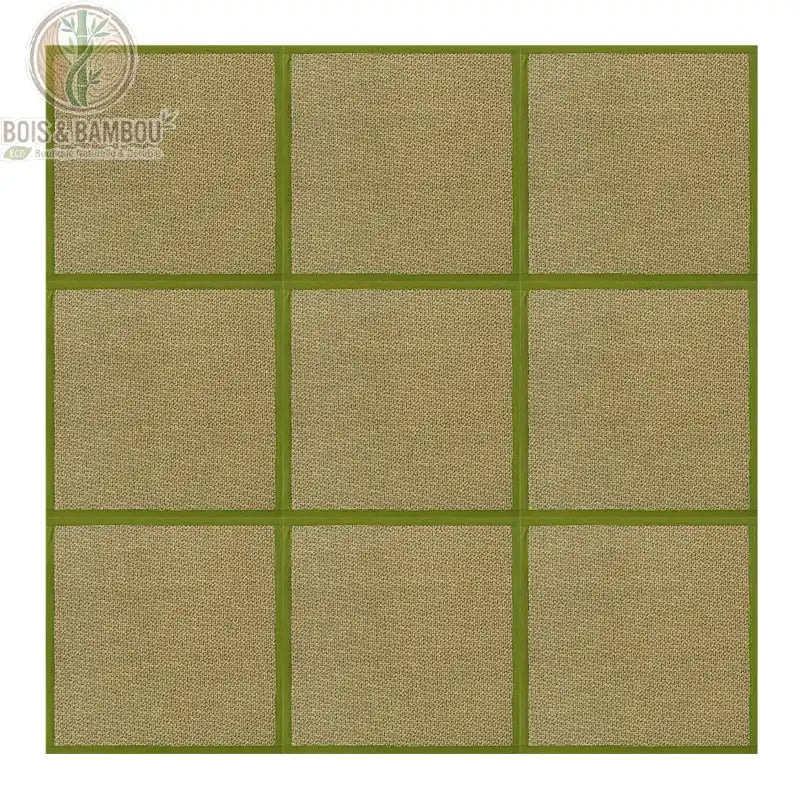 Dalle de sol rotin coloris vert kaki naturel assemblage 9 pièces vue de dessus