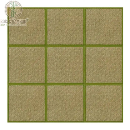 Dalle de sol rotin coloris vert kaki naturel assemblage 9 pièces vue de dessus