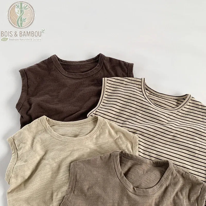 Détail tissu débardeur bébé bambou sans manches